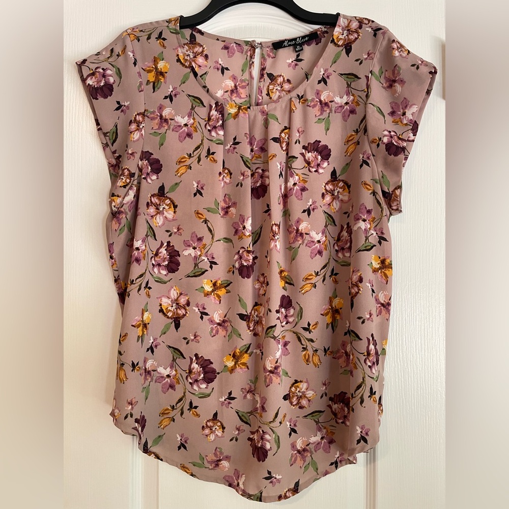 Alice Blue Flutter Sleeve Floral Blouse in Pink and Purple